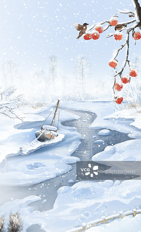 立冬雪景节气插画图片素材