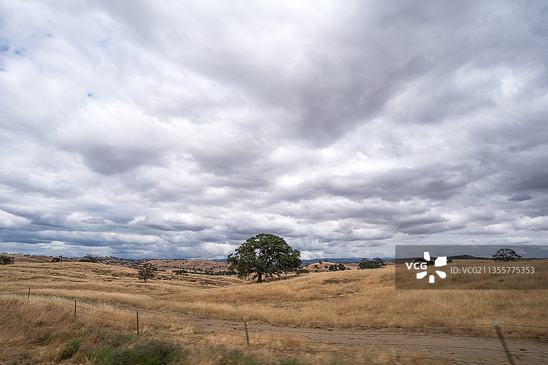 天空映衬下的田野风景图片素材