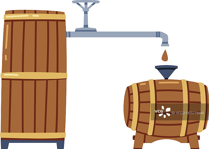 威士忌倒入木桶的酿造过程图片素材