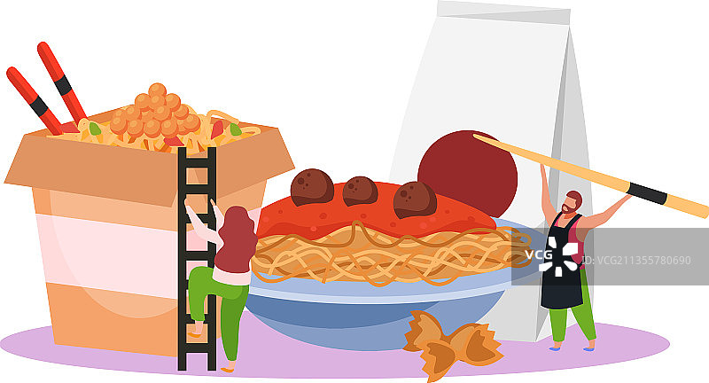 炒面盒组合图片素材