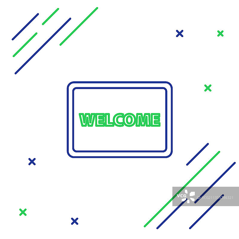 带有欢迎图标的线条门垫图片素材