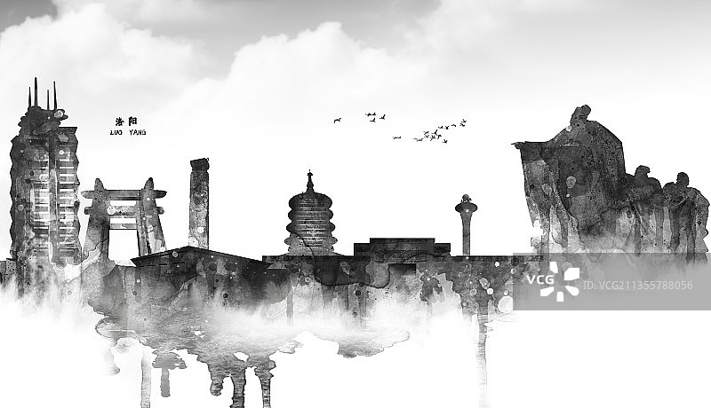 城市建筑插画洛阳图片素材