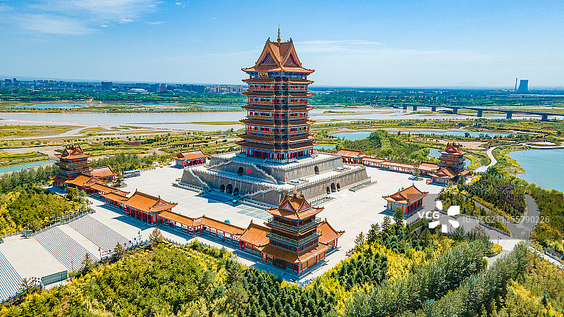 宁夏青铜峡黄河楼黄河风情线图片素材