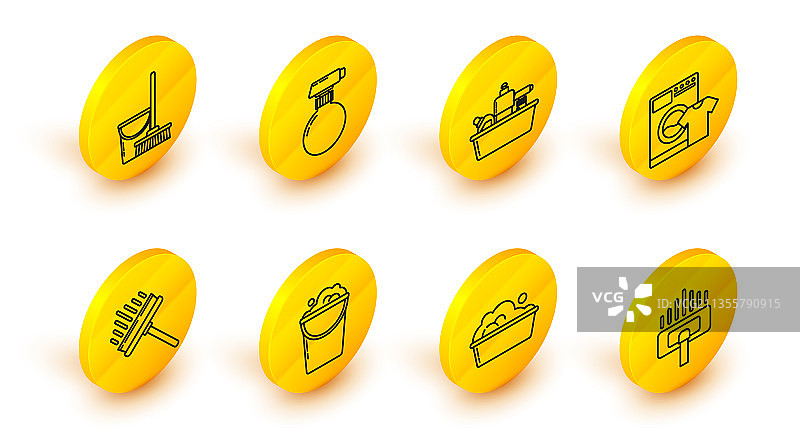 真空吸尘器塑料盆肥皂线条图标图片素材