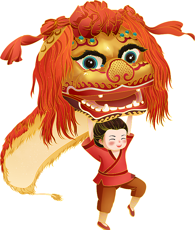 春节过年传统节目舞狮子图片素材