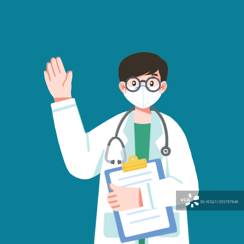 插画,医生,医疗,口罩,文件夹,讲解,制服,男人,门诊部,图片素材