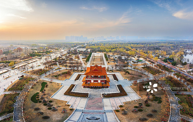 山东省济宁市太白湖北湖阁全景图片素材