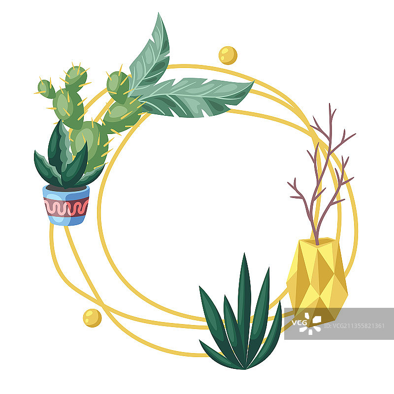 仙人掌和多肉植物装饰边框图片素材