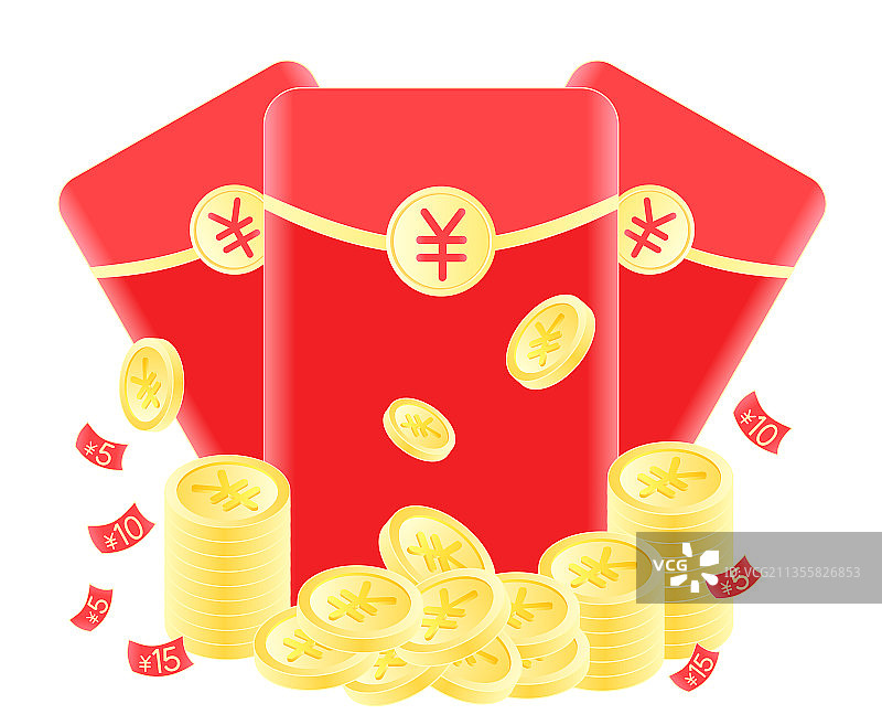 红包优惠券金币矢量插画素材图片素材