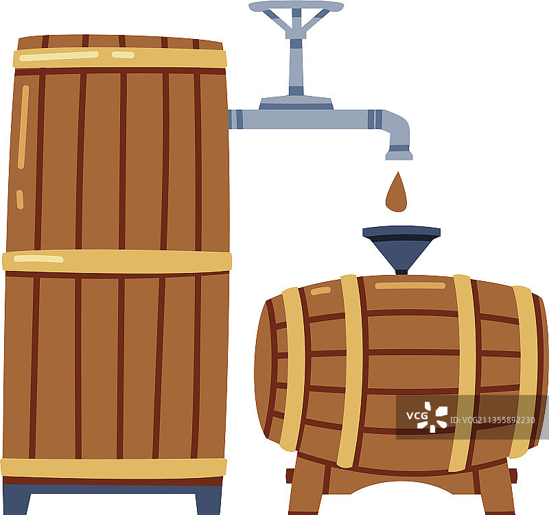 威士忌倒入木桶的酿造过程图片素材