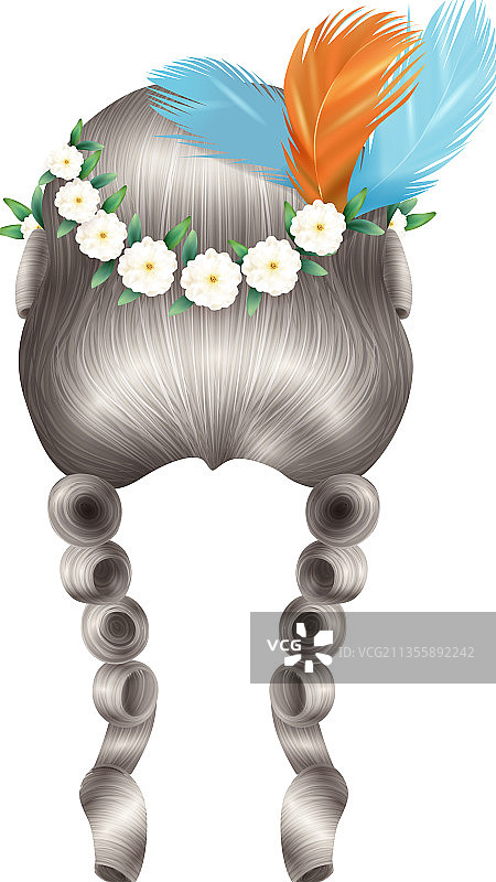 银色羽毛发型组合图片素材