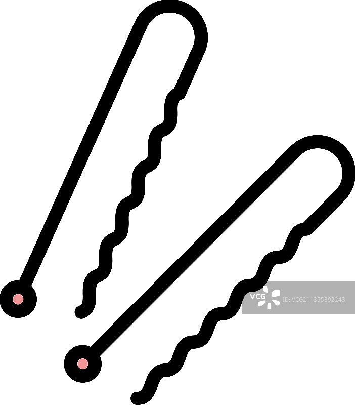 女士钢制发夹轮廓图标图片素材