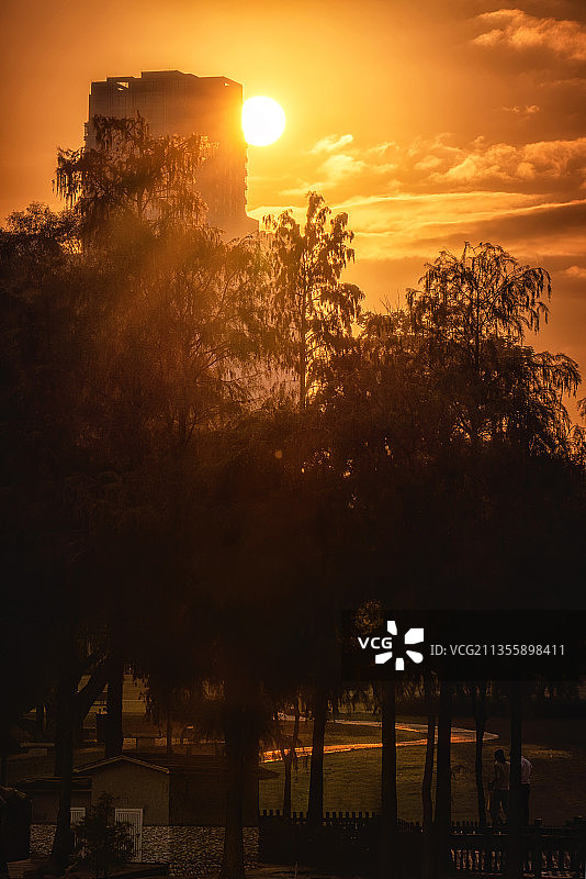 金秋的日落 珠海海滨公园图片素材