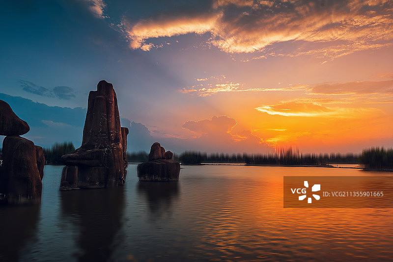 国家五A级风景区——安徽省颍上县八里河风景区，有皖北水乡之称图片素材