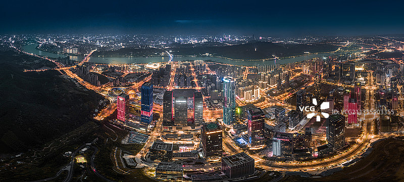 广西南宁五象新区CBD夜景图片素材