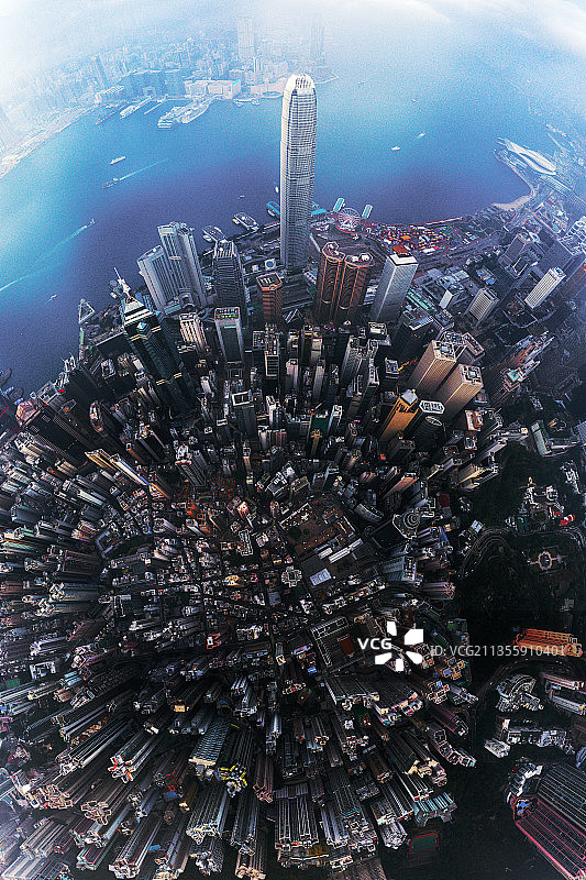 香港维多利亚港全景航拍图图片素材