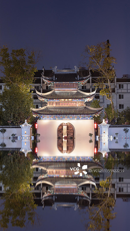 南京夫子庙江南贡院科举博物馆夜景图片素材