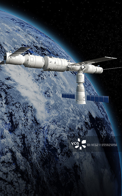神舟十三号与天和核心舱对接，C4D软件制作图片素材