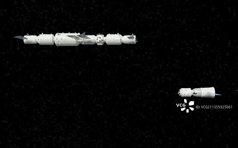 神舟十三号与天和核心舱对接，C4D软件制作图片素材