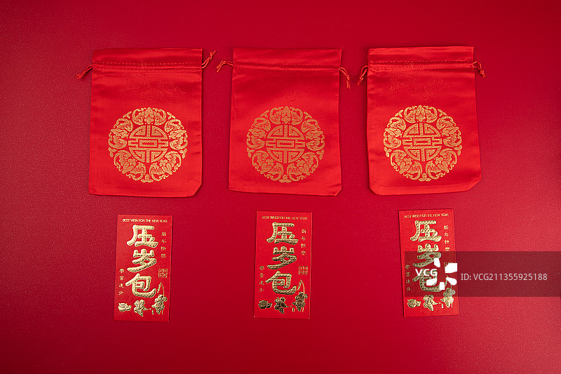 春节红包福袋铜币图片素材