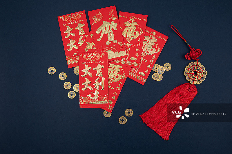 春节红包福袋铜币图片素材
