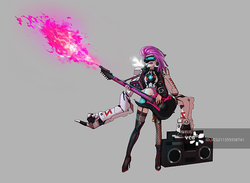 科幻电吉他手图片素材
