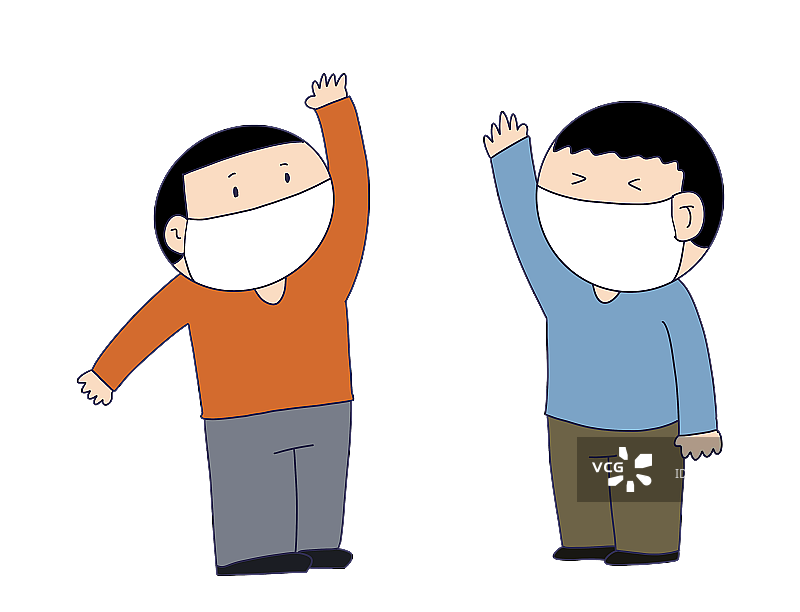 元素：戴口罩打招呼的人物图片素材