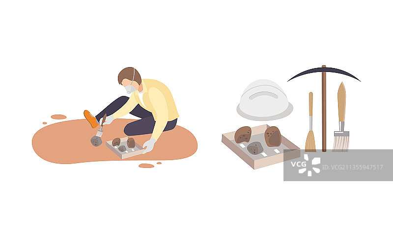 考古学家男人用工具寻找材料图片素材