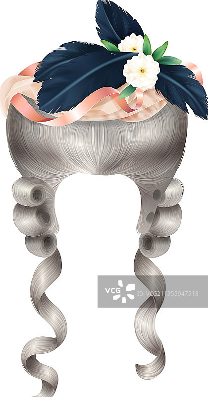 银色洛可可式发型组合图片素材