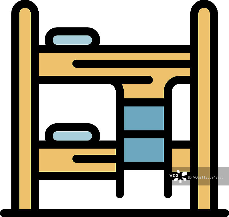 双层床图标彩色轮廓图片素材