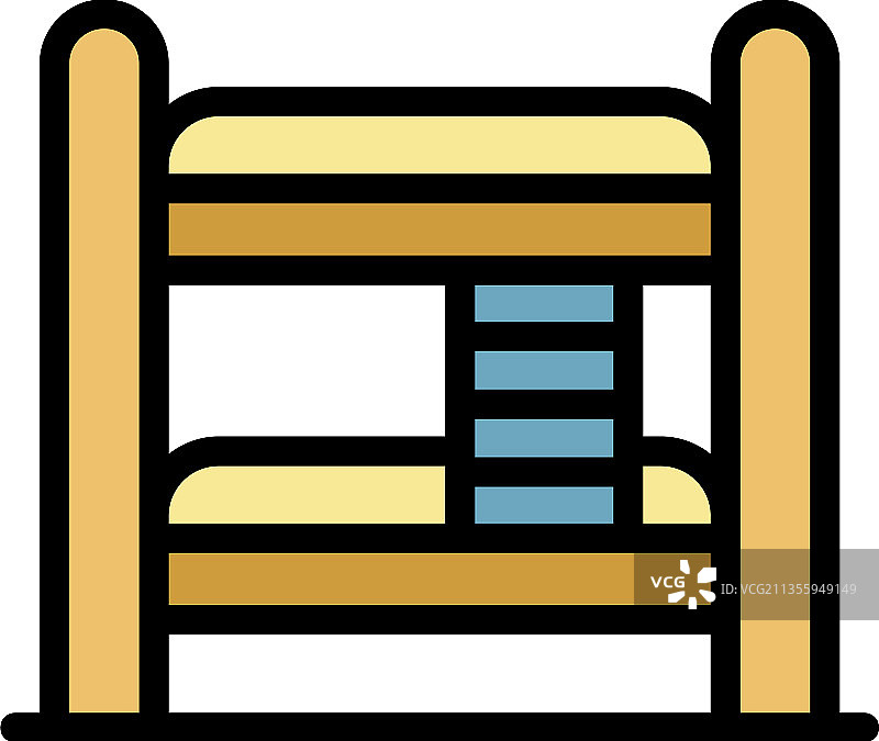 室内双层床图标彩色轮廓图片素材