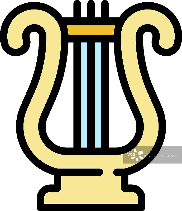 音乐竖琴彩色轮廓图标图片素材
