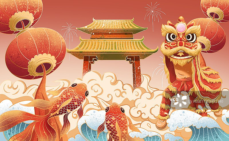 新年国潮节日插画图片素材