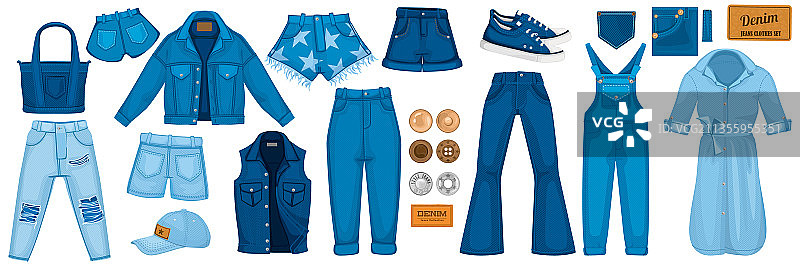 牛仔服装套装图片素材