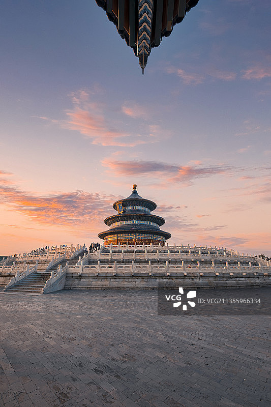 北京市天坛公园晚霞图片素材