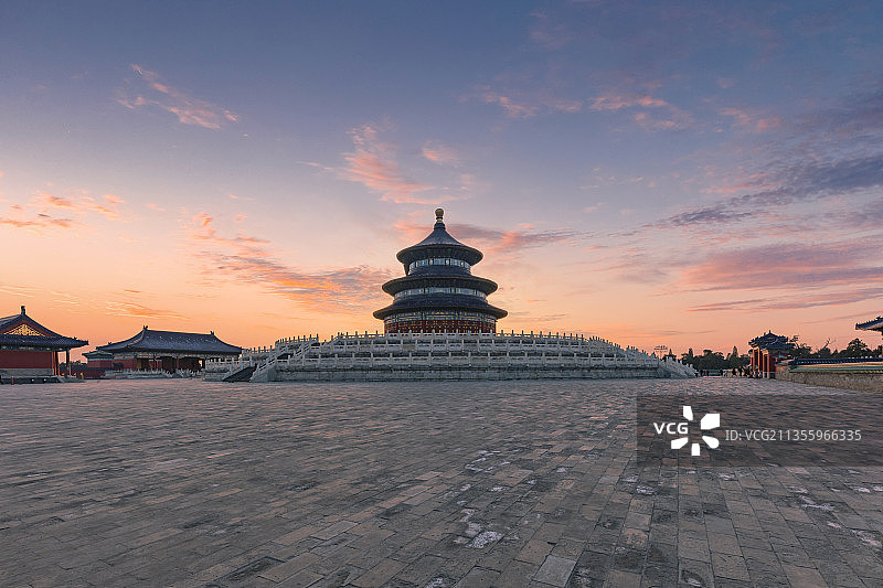 北京市天坛公园晚霞图片素材