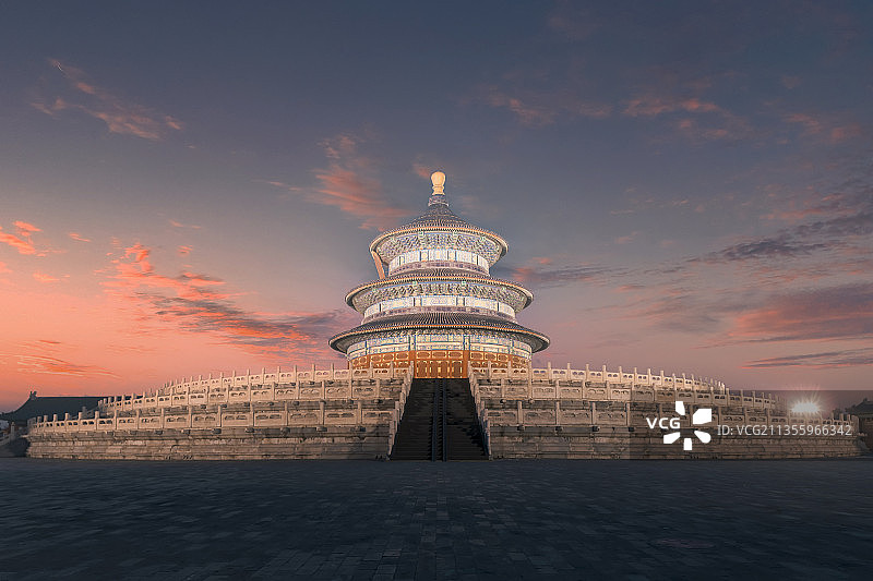 北京市天坛公园晚霞图片素材