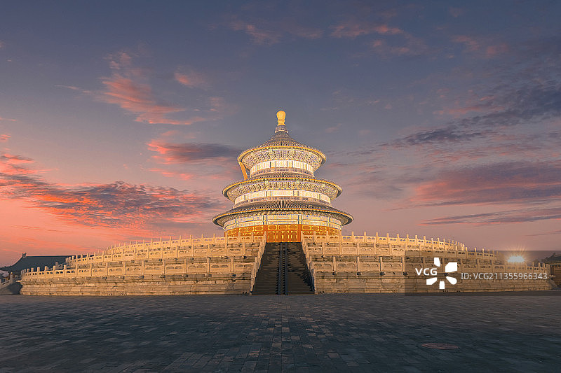 北京市天坛公园晚霞图片素材
