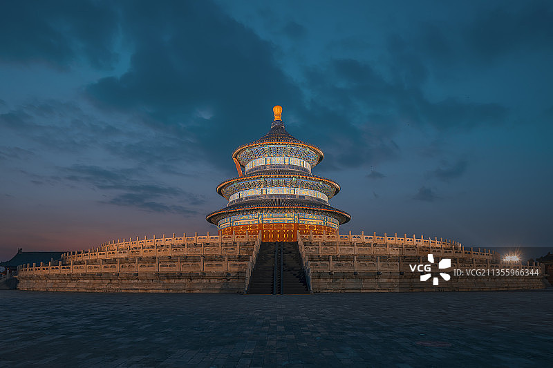 北京市天坛公园晚霞图片素材