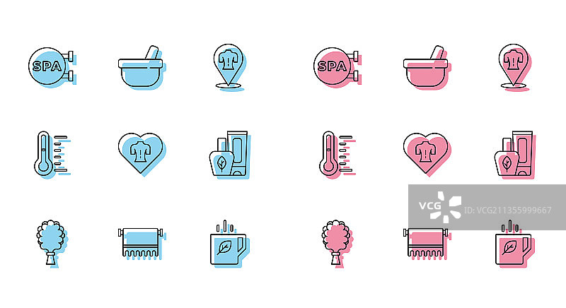 桑拿扫帚毛巾水疗沙龙线条组合图片素材