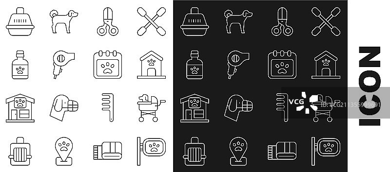 宠物美容推车、狗屋和爪子图片素材