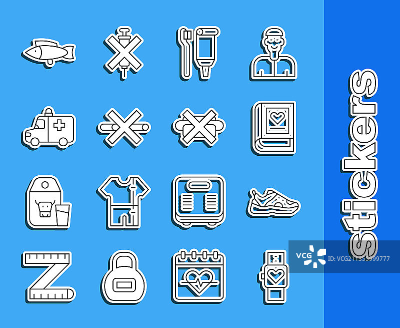 智能手表运动鞋医疗书籍线条设计图片素材