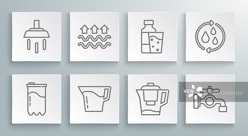 滤芯水波纹净水器线条组合图片素材