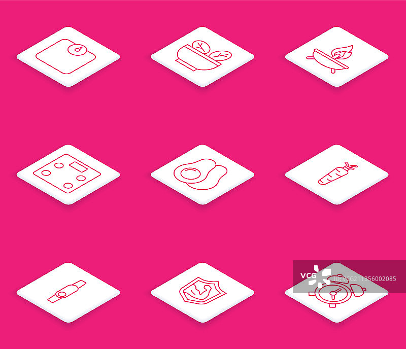 卫浴秤、沙拉碗、香气线条组合图片素材