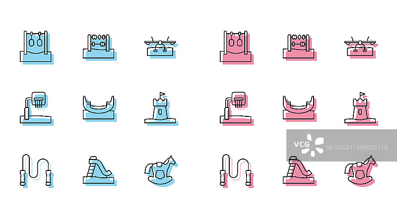 跳绳、儿童滑梯、体操吊环图片素材