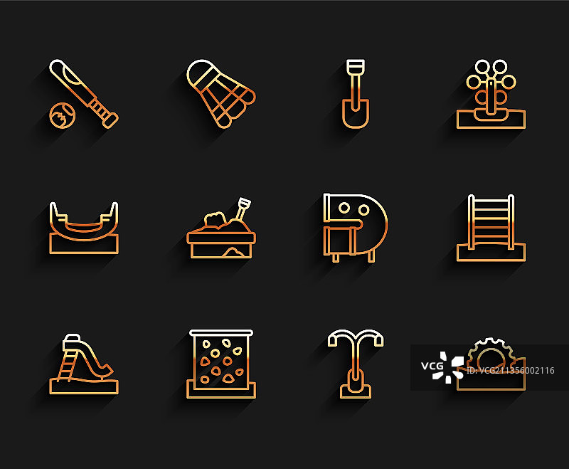 儿童滑梯攀岩墙棒球棒线条设计图片素材