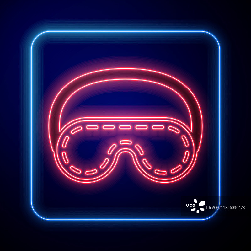 发光霓虹眼罩图标（黑色背景）图片素材