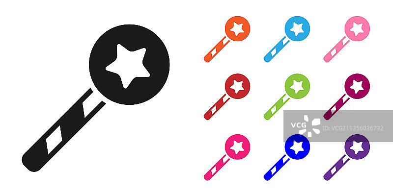 黑色魔术棒图标白色背景图片素材