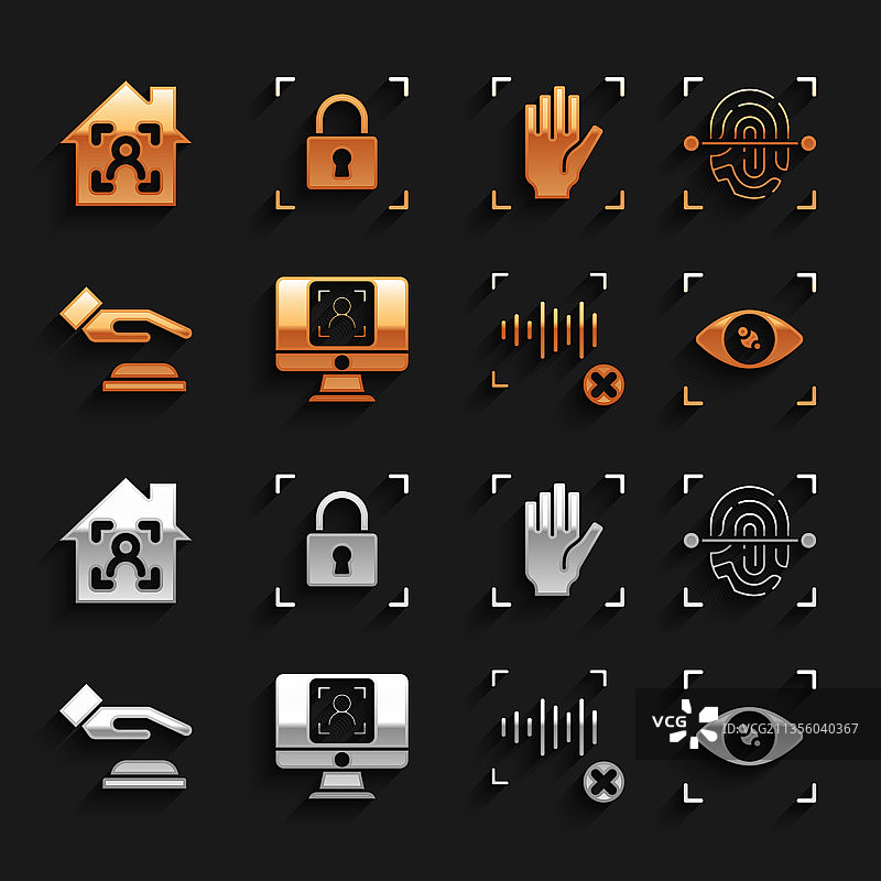 面部识别、指纹、眼球扫描合集图片素材