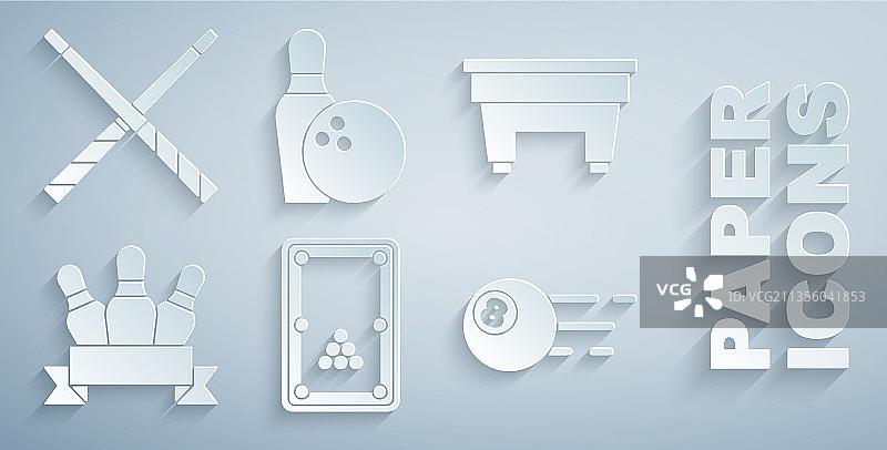 台球桌、保龄球瓶和球套装图片素材